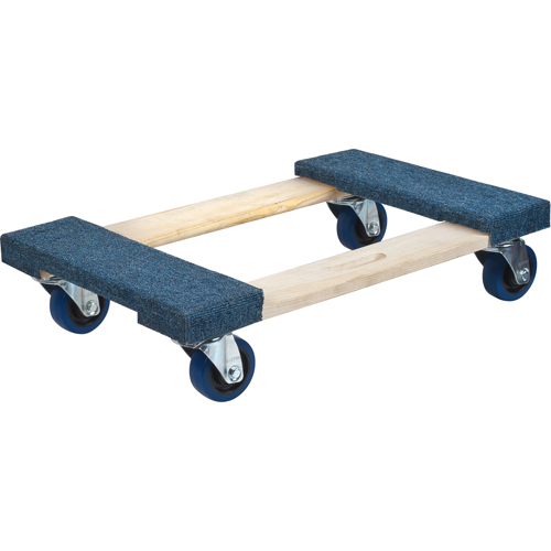 Socle roulant en bois dur &agrave; bouts avec tapis, Cadre en Bois, 18" la x 24" lo, Capacit&eacute; 1400 lb Industrial Sales
