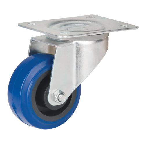 Roulette bleue, Pivotant, 3" (76 mm), Caoutchouc, 285 lb (129 kg) Industrial Sales