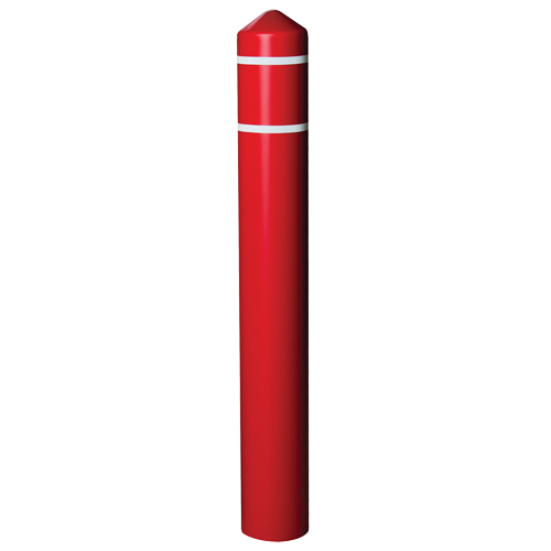 Smooth Bollard Cover With Reflective Stripes, 8" Dia. x 56" L, Red Industrial Sales