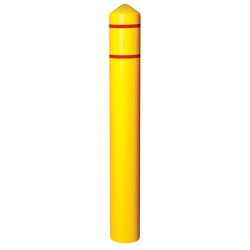 Smooth Bollard Cover With Reflective Stripes, 6" Dia. x 56" L, Yellow Industrial Sales