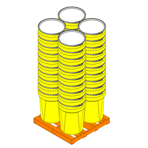 Baril emboîtable en poly&eacute;thyl&egrave;ne, 30 gal. US (25 gal. imp.), Dessus ouvert, Jaune Industrial Sales