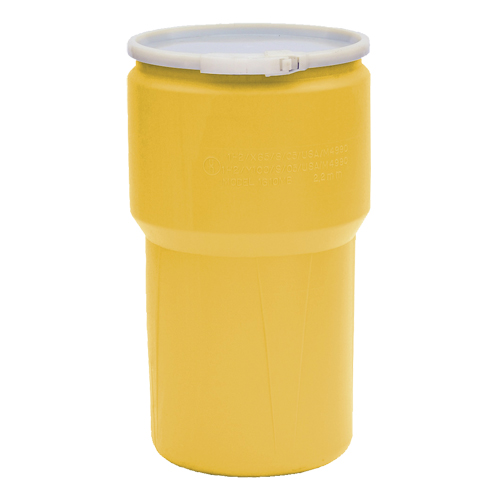 Nestable Polyethylene Drum, 14 US gal (11.7 imp. gal.), Open Top, Yellow Industrial Sales