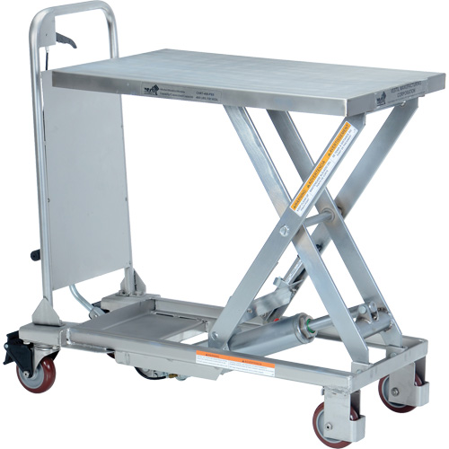 Table &eacute;l&eacute;vatrice hydraulique manuelle &agrave; ciseaux, 27-1/2" lo x 17-5/8" la, Partiellement en acier inoxydable, Capacit&eacute; 400 lb Industrial Sales