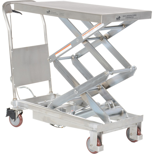 Manual Hydraulic Scissor Lift Table, 35-1/2" L x 20" W, Partial Stainless Steel, 800 lbs. Capacity Industrial Sales