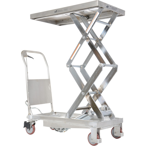 Manual Hydraulic Scissor Lift Table, 35-1/2" L x 20" W, Partial Stainless Steel, 800 lbs. Capacity Industrial Sales