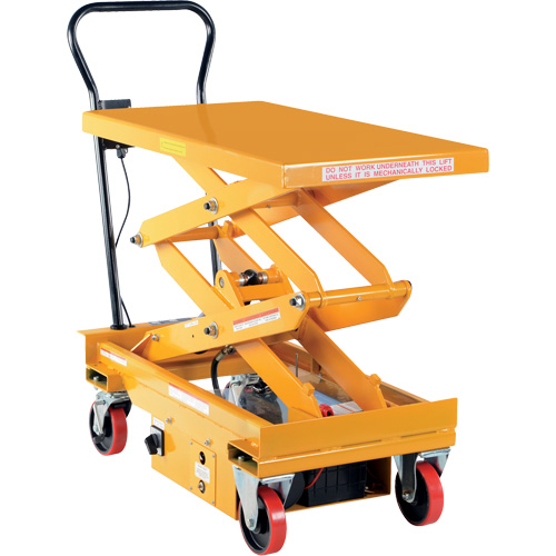 DC Powered Hydraulic Scissor Lift Elevating Cart, Steel, 39-3/4" L x 20-1/2" W, 1000 lbs. Capacity Industrial Sales