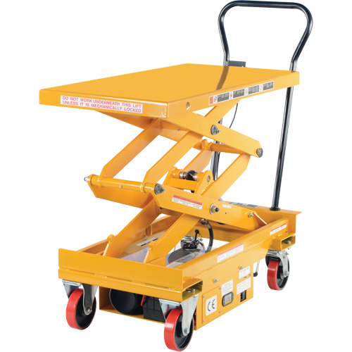 DC Powered Hydraulic Scissor Lift Elevating Cart, Steel, 39-3/4" L x 20-1/2" W, 1000 lbs. Capacity Industrial Sales