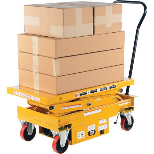 DC Powered Hydraulic Scissor Lift Elevating Cart, Steel, 39-3/4" L x 20-1/2" W, 1000 lbs. Capacity Industrial Sales
