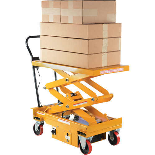 DC Powered Hydraulic Scissor Lift Elevating Cart, Steel, 39-3/4" L x 20-1/2" W, 1000 lbs. Capacity Industrial Sales
