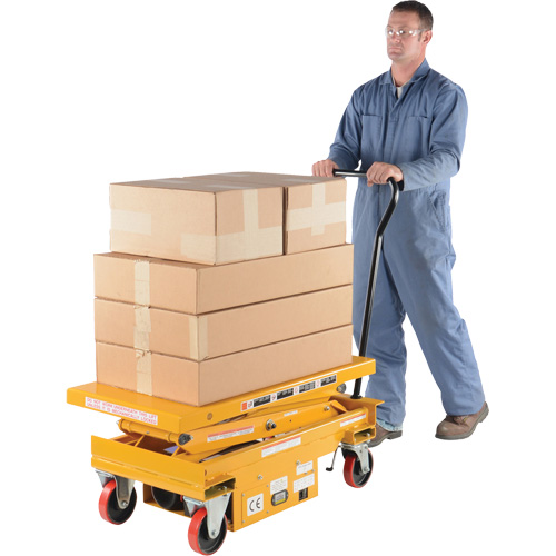 DC Powered Hydraulic Scissor Lift Elevating Cart, Steel, 39-3/4" L x 20-1/2" W, 1000 lbs. Capacity Industrial Sales