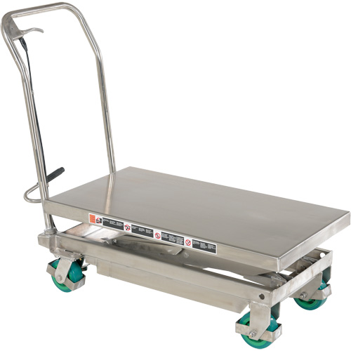 Manual Hydraulic Scissor Lift Table, 36-1/4" L x 19-3/8" W, Stainless Steel, 600 lbs. Capacity Industrial Sales