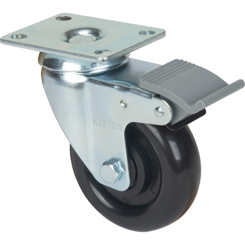 Roulette, Pivotant avec frein, 4" (101,6 mm), Polyol&eacute;fine, 250 lb (113,4 kg) Industrial Sales