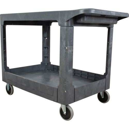 Chariot utilitaire pour l'entretien avec tablette plate, 2 tiers, 25-1/4" x 32-1/4" x 44", Capacit&eacute; 550 lb Industrial Sales