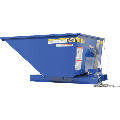 Conteneur autobasculeur en style D &agrave; profil bas, Acier, 1/4 vg³, Bleu Industrial Sales