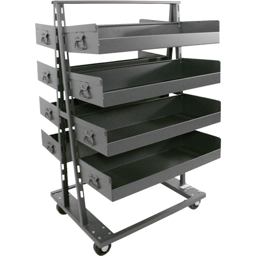 Double-Sided Heavy Duty A-Frame Cart with 8 Large Lipped Trays, 38" x 30" x 63", 2500 lbs. Capacity Industrial Sales