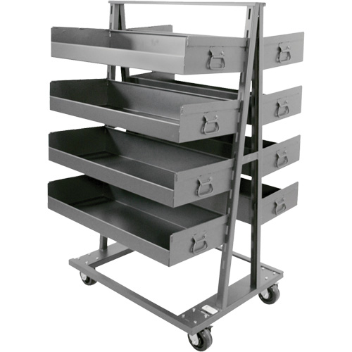 Double-Sided Heavy Duty A-Frame Cart with 8 Large Lipped Trays, 38" x 30" x 63", 2500 lbs. Capacity Industrial Sales