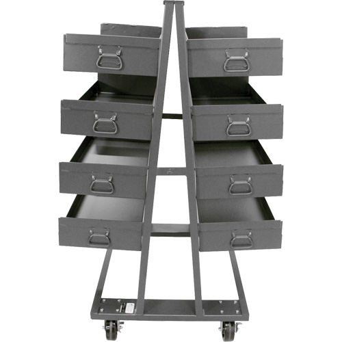 Double-Sided Heavy Duty A-Frame Cart with 8 Large Lipped Trays, 38" x 30" x 63", 2500 lbs. Capacity Industrial Sales