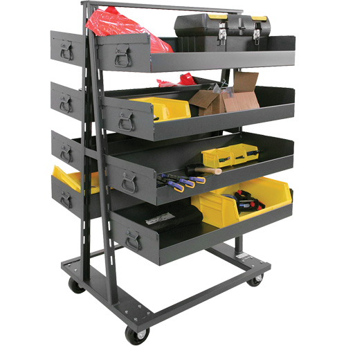 Double-Sided Heavy Duty A-Frame Cart with 8 Large Lipped Trays, 38" x 30" x 63", 2500 lbs. Capacity Industrial Sales