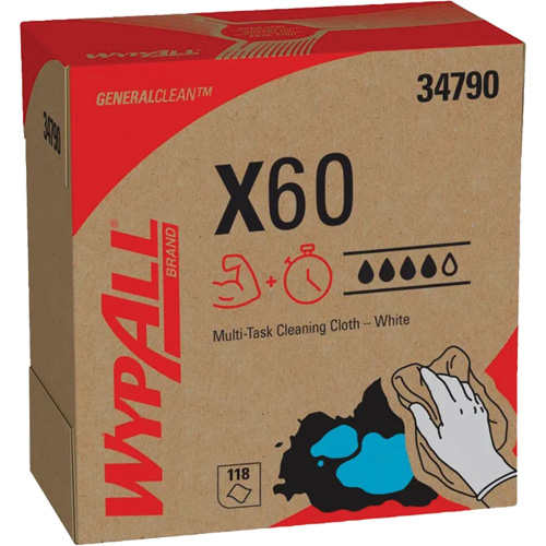 Chiffons X60 WypAll, Tout usage, 16-3/4" lo x 8-3/8" la Industrial Sales