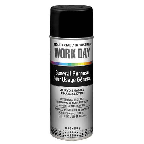 Peinture industrielle Work Day, Noir, Tr&egrave;s mat, 10 oz, Canette a&eacute;rosol Industrial Sales
