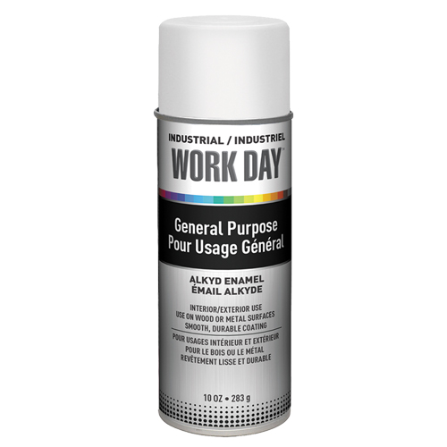 Peinture industrielle Work Day, Blanc, Tr&egrave;s mat, 10 oz, Canette a&eacute;rosol Industrial Sales