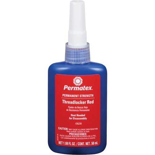 Adh&eacute;sif frein-filet, Rouge, &eacute;lev&eacute;, 50 ml, Bouteille Industrial Sales