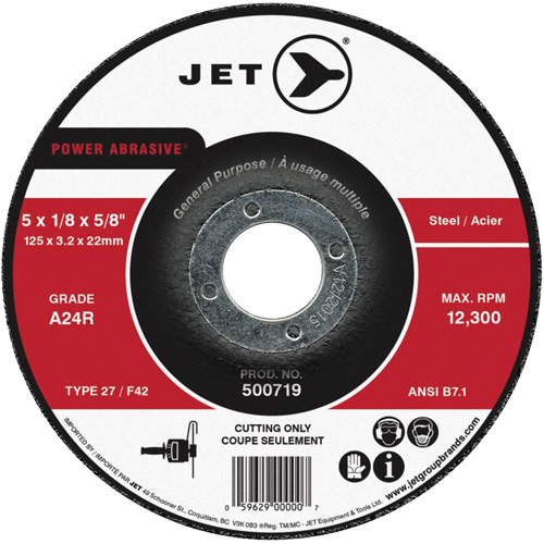 Power Abrasive Cut-Off Wheel, 4-1/2" x 1/8", 7/8" Arbor, Type 27, 13300 RPM Industrial Sales