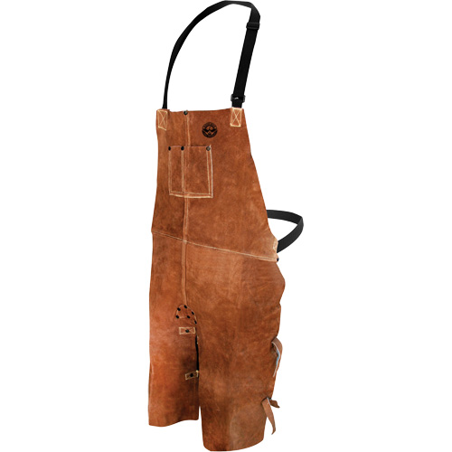 Tablier de soudage en cuir, Salopette &agrave; jambes fendues, 36" lo, Brun Industrial Sales