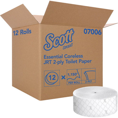 Scott&reg; Essential Toilet Paper, Jumbo/Coreless Roll, 2 Ply, 1150' Length, White Industrial Sales