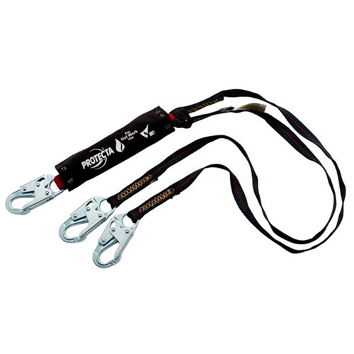 PRO Shock-Absorbing Lanyard, 6', Snap Hook Center, Snap Hook Leg Ends, Kevlar&reg; Industrial Sales