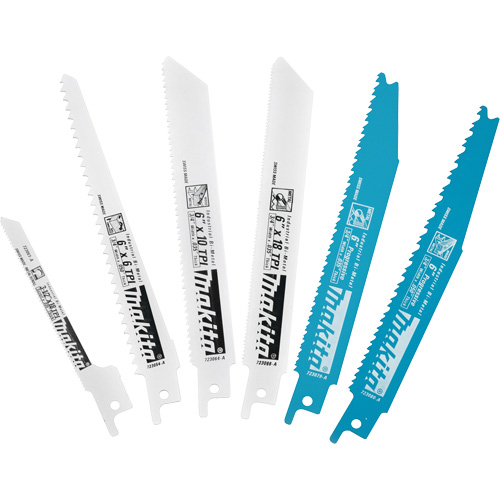 6-Piece Recipro Saw Blade Assortment Pack, Bi-Metal, 6-18 TPI, 6"/3-1/2" L x 3/4" W Industrial Sales