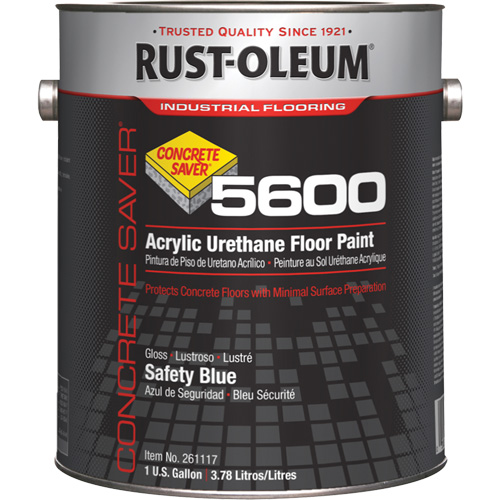 Peinture d'acrylique pour plancher Concrete Saver 5600 System, 1 gal., &agrave; l'eau, Brillant, Bleu Industrial Sales