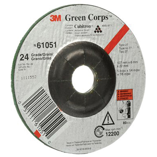 Green Corps Flexible Grinding Wheel, 5" x 1/4", 7/8" Arbor, Ceramic, Type 1 Industrial Sales