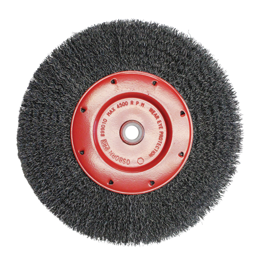 Brosses &eacute;conomiques &agrave; fils cr&ecirc;p&eacute;s - Face &eacute;troite, 6" dia., Fils 0.014, Arbre 2" Industrial Sales