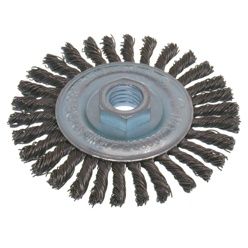 Economy High Speed Stringer Bead Knot Wire Wheel Brush, 6" Dia., 0.02" Fill, 5/8"-11 Arbor, Steel Industrial Sales