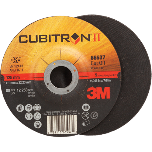 Cut-Off Wheels - CubitronII, 5" x 0.045", 7/8" Arbor, Type 27, Ceramic, 12250 RPM Industrial Sales