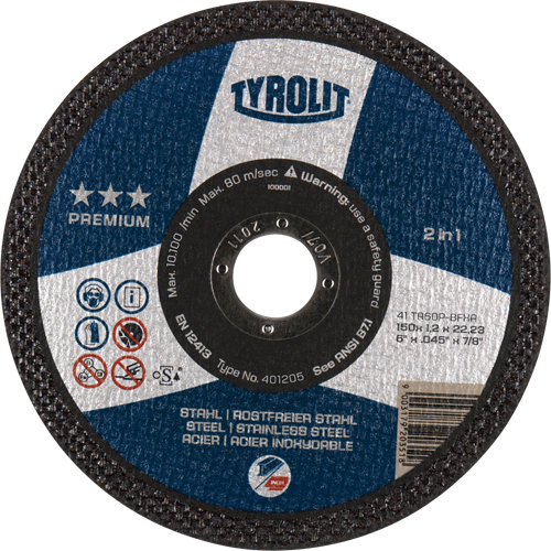 Premium 2 In 1 Thincut Cut-Off Wheel, 7" x 1/16", 7/8" Arbor, Type 1, Aluminum Oxide, 8600 RPM Industrial Sales