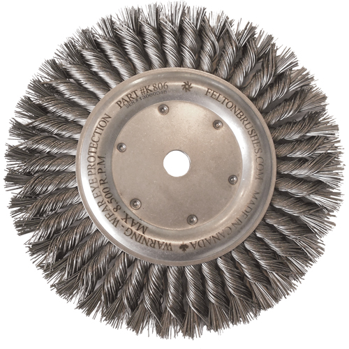 Brosses m&eacute;talliques &agrave; touret, Dia. 8", Fils 0,014", Arbre 5/8"-11, Acier Industrial Sales