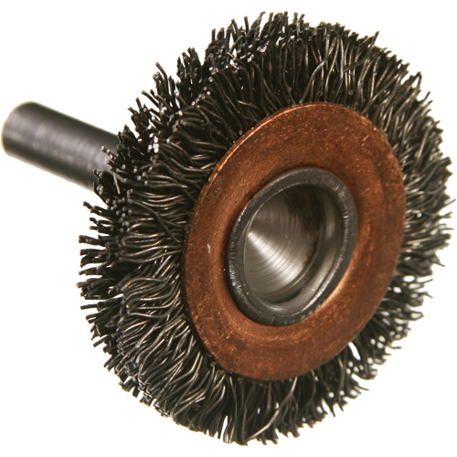 Circular Crimped Wire End Brushes, 3", 0.014" Fill, 1/4" Shank Industrial Sales