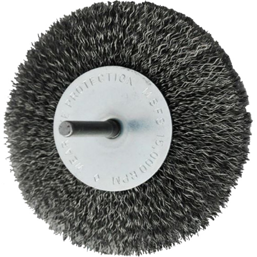Circular Crimped Wire End Brushes, 4", 0.008" Fill, 1/4" Shank Industrial Sales