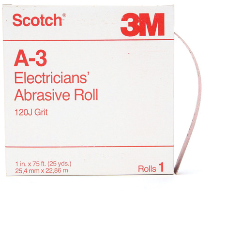 Scotch&reg; A-3 Electrician's Abrasive Roll, Aluminum Oxide, 1" W x 75' L, 120 Grit Industrial Sales