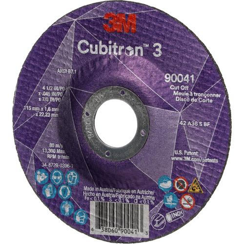 Meule &agrave; tronçonner Cubitron 3, 4-1/2" x 0,045", Arbre de 7/8", Type T27, C&eacute;ramique, 13 300 Tr/min Industrial Sales