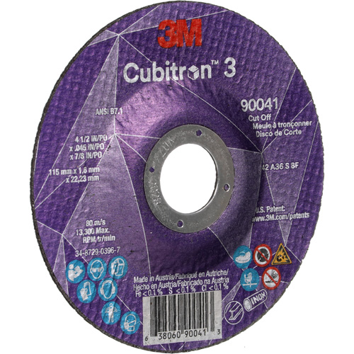 Meule &agrave; tronçonner Cubitron 3, 4-1/2" x 0,045", Arbre de 7/8", Type T27, C&eacute;ramique, 13 300 Tr/min Industrial Sales