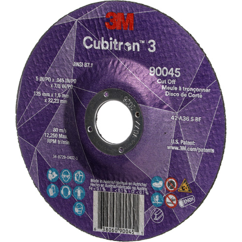 Meule &agrave; tronçonner Cubitron 3, 5" x 0,045", Arbre de 7/8", Type T27, C&eacute;ramique, 12250 Tr/min Industrial Sales