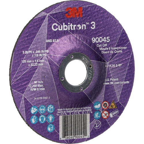 Meule &agrave; tronçonner Cubitron 3, 5" x 0,045", Arbre de 7/8", Type T27, C&eacute;ramique, 12250 Tr/min Industrial Sales