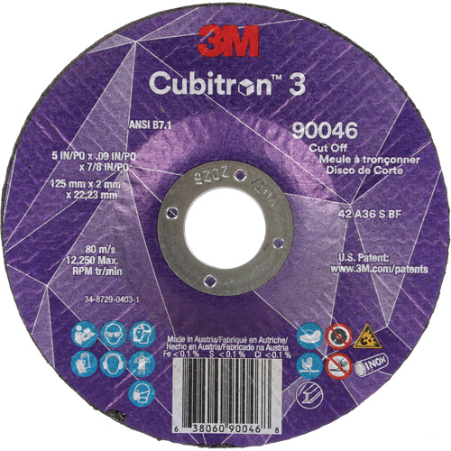 Meule &agrave; tronçonner Cubitron 3, 5" x 0,09", Arbre de 7/8", Type T27, C&eacute;ramique, 12250 Tr/min Industrial Sales