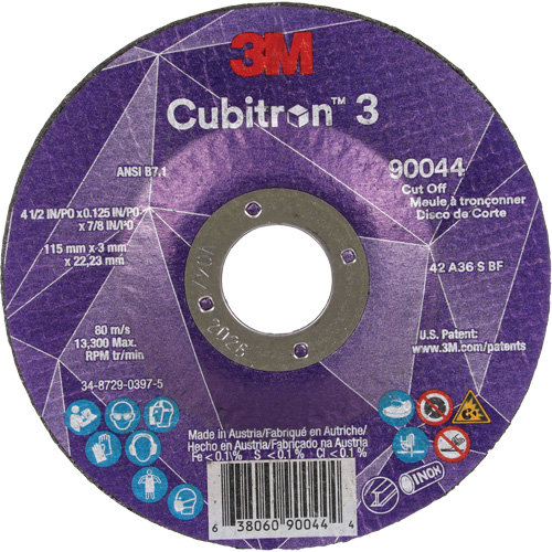 Meule &agrave; tronçonner Cubitron 3, 4-1/2" x 1/8", Arbre de 7/8", Type T27, C&eacute;ramique, 13 300 Tr/min Industrial Sales