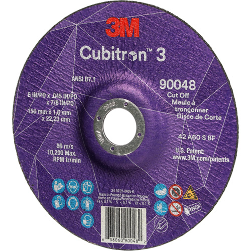 Meule &agrave; tronçonner Cubitron 3, 6" x 0,045", Arbre de 7/8", Type T27, C&eacute;ramique, 10 200 Tr/min Industrial Sales