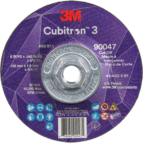 Meule &agrave; tronçonner Cubitron 3, 6" x 0,045", Arbre de 5/8"-11, Type T27, C&eacute;ramique, 10 200 Tr/min Industrial Sales