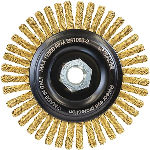 Brosse m&eacute;tallique &agrave; touret sans cr&eacute;ation d'&eacute;tincelles, 5" dia. x 5/8"-11 arbre Industrial Sales